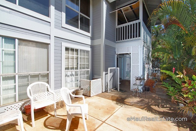 Patio area for a ground floor condo at Keonekai Villages.