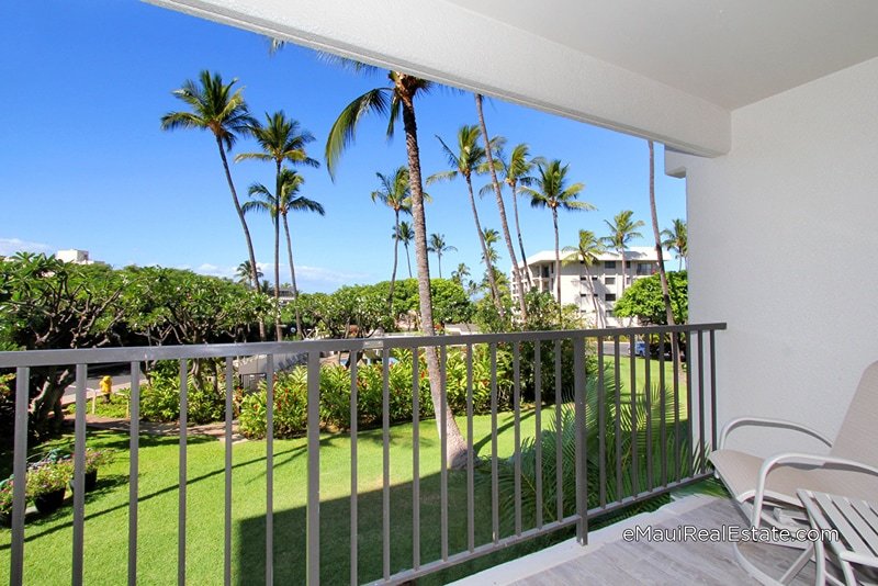 Lanai of a unit in the D building at Kihei Akahi